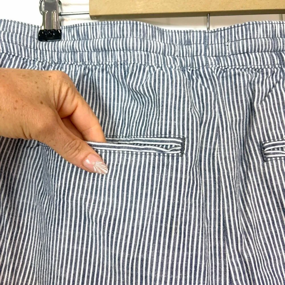 Banana Republic Deck Shorts Mens Medium Blue White Striped Cotton Drawstring